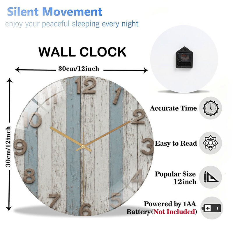 Horloge murale en verre 12 po