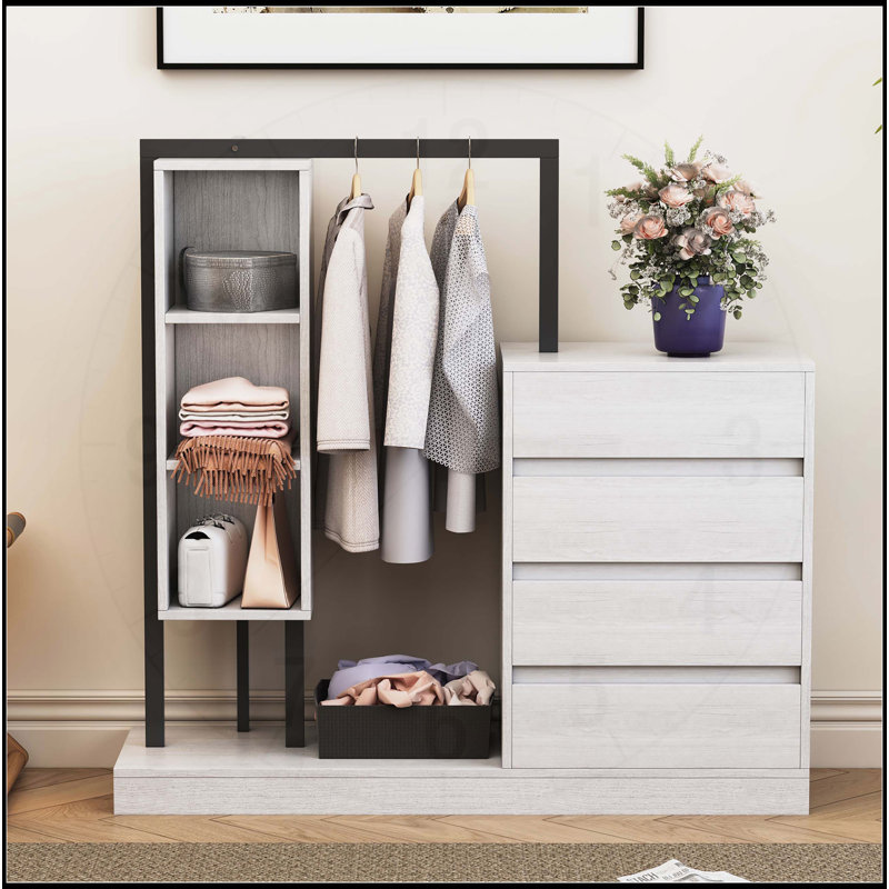 Armoire polyvalente avec plusieurs compartiments et un grand espace de rangement, Blanc