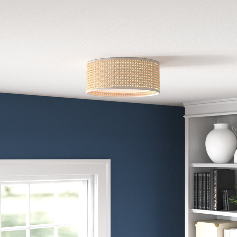 Vesperina 15.75" W Rattan Flush Mount, 3, 6.3" H X 15.75" W X 15.75" D