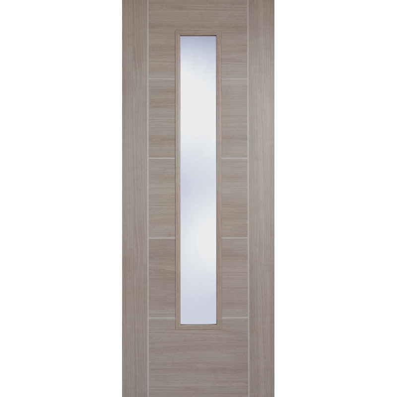 Vancouver Glazed Laminate Internal Door, 198.1cm H x 76.2cm W x 3.5cm D, Light Grey