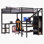 Grand lit mezzanine en métal avec garde-robe et lumière DEL, grand lit mezzanine avec bureau en L et port USB pour enfants, adolescents et adultes, noir (ancien SKU W2593S00033)