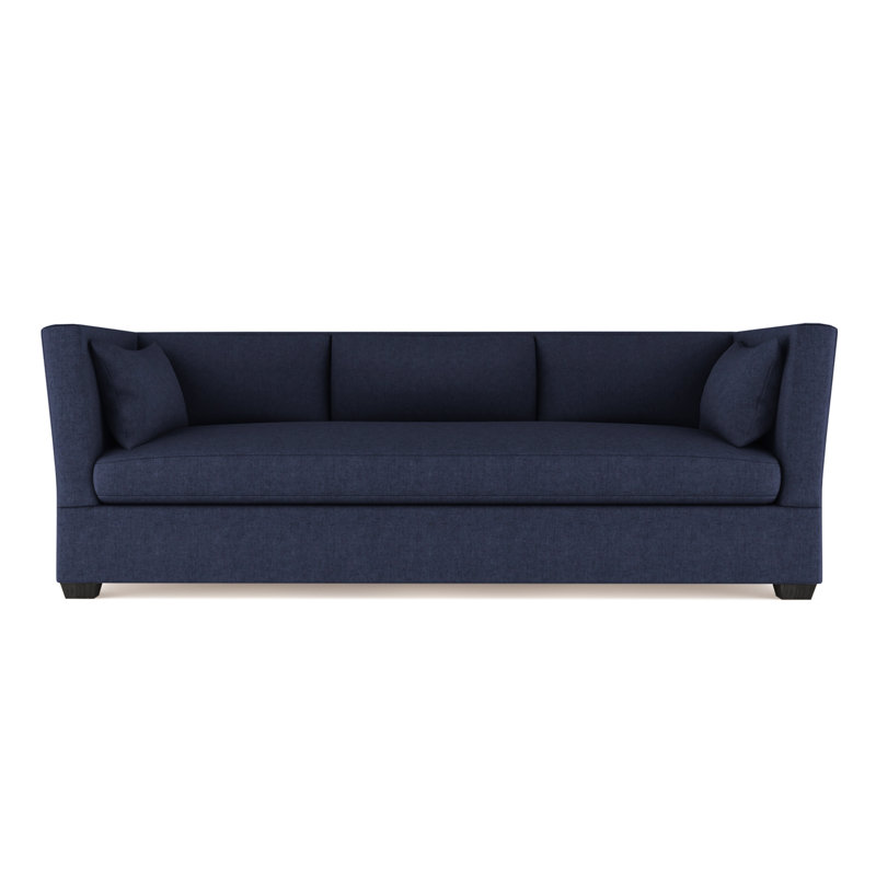 Canapé Rivington, H 31 po x l 108 po x P 37 po, Velours moelleux imprimé bleu, Ébène