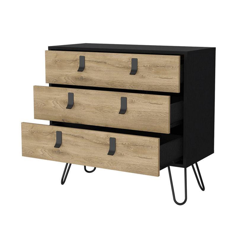 Commode 3 tiroirs Wengé et Macadamia