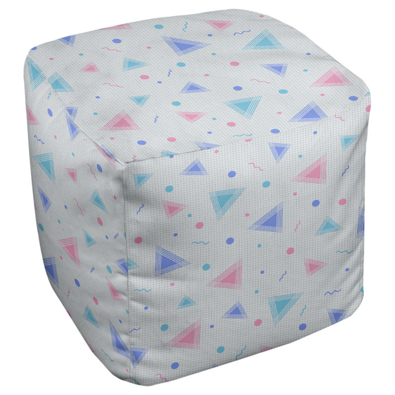 Repose-pieds à cubes rétro 90s Leffel, H 19,5 po x L 117 po x P 20 po, Bleu / mauve