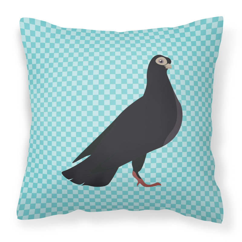Coussin décoratif extérieur carré à damier de pigeon, 18 po x 18 po, Bleu