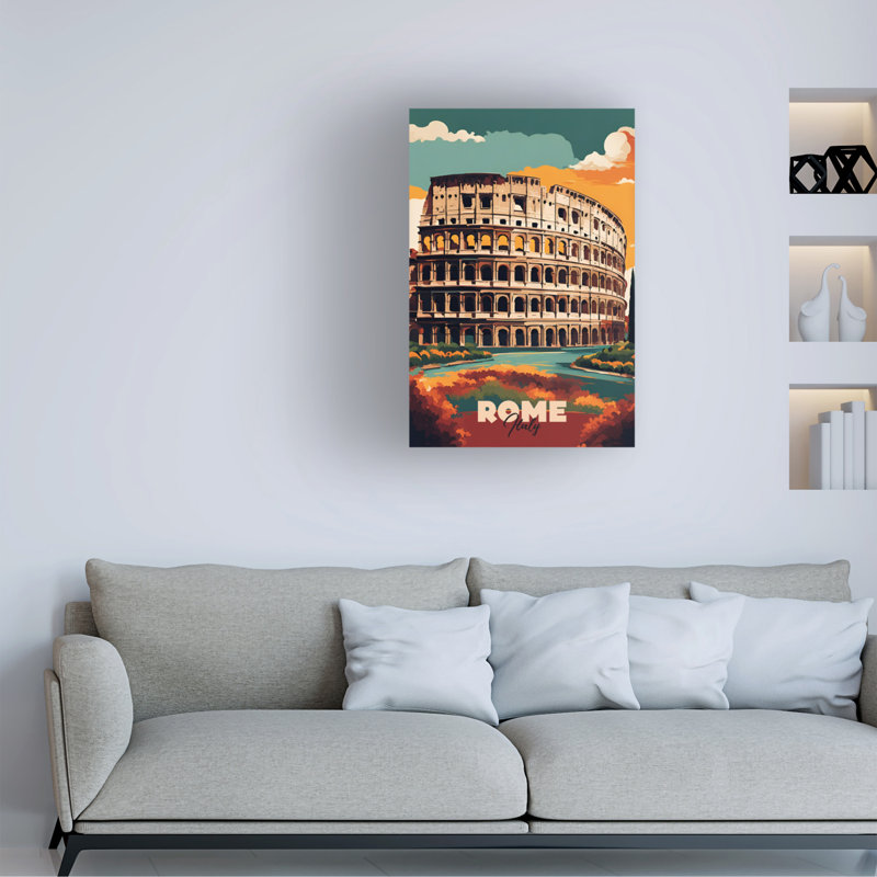 Art sur toile, Rouleau Tina Lavoie, Rome, Italie, H 12 po x l 19 po