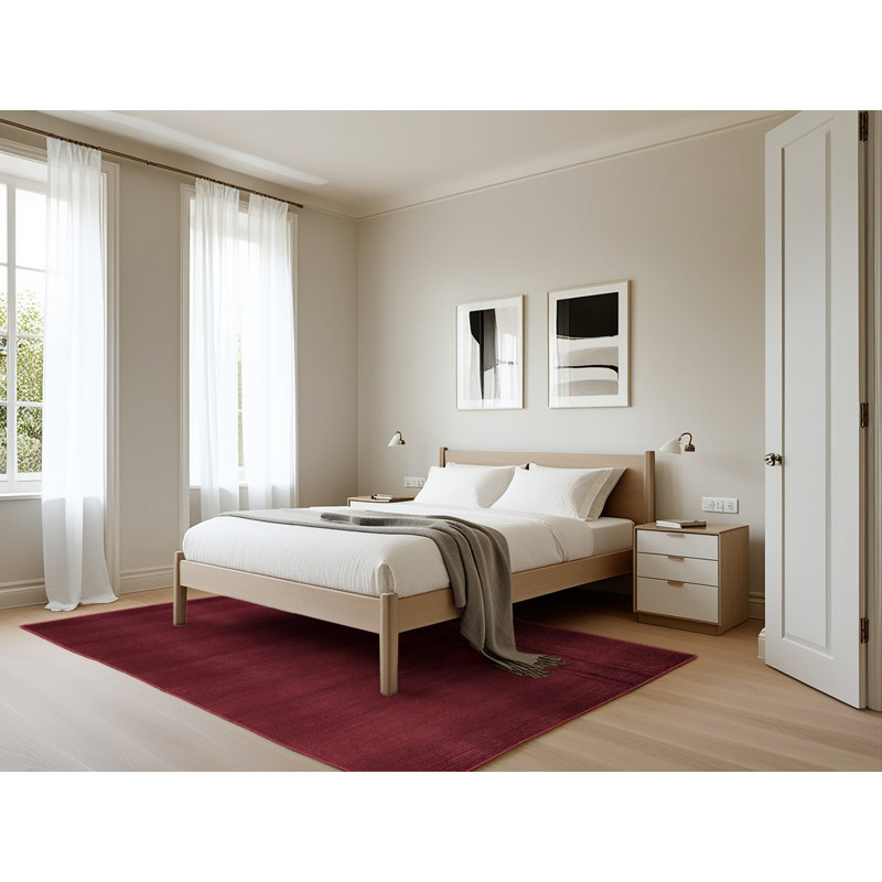 Tapis rouge uni lavable à la machine, Rectangle 5 pi x 7 pi