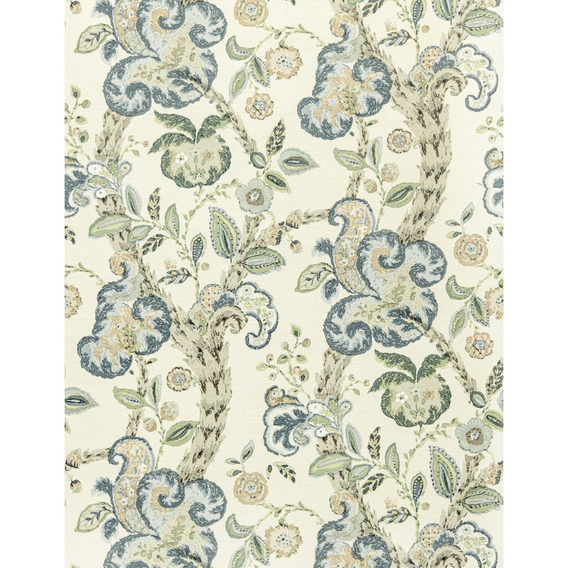 CURBRIA WALLCOVERING, Aigue-marine / ivoire