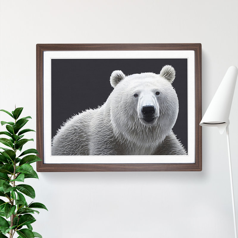 Dynamic Polar Bear - Framed Print, 46cm H x 64cm W x 2cm D, Walnut