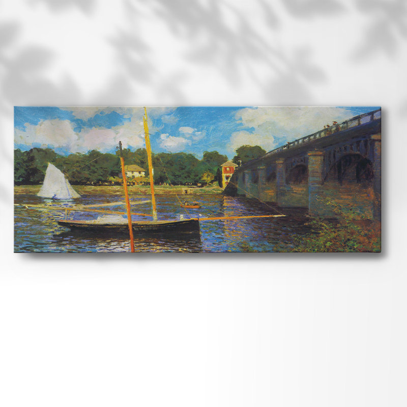 «The Road Bridge, Argenteuil» par Monet - reproduction d'art sur toile tendue, H 12 po x l 30 po x P 1,5 po