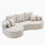Canapé modulaire courbé en tissu deux pièces avec méridienne, pour salon, chambre à coucher et appartement, offrant une expérience d'assise luxueuse-98440319