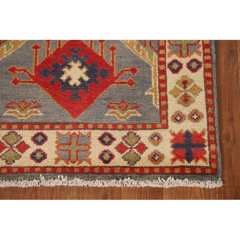 Tapis gris géométrique Kazak