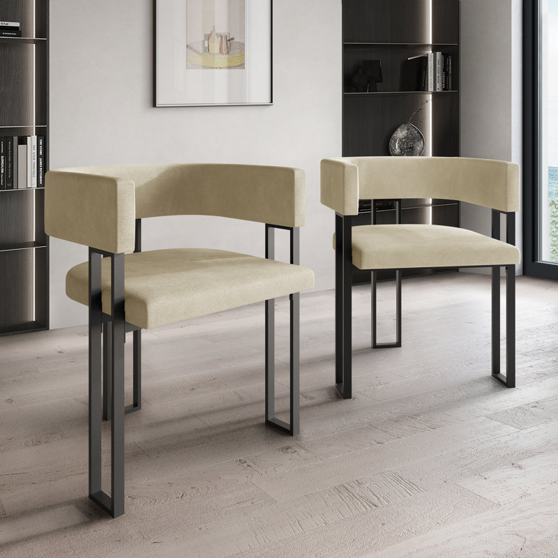 Chaise de salle à manger en métal noir, Champagne