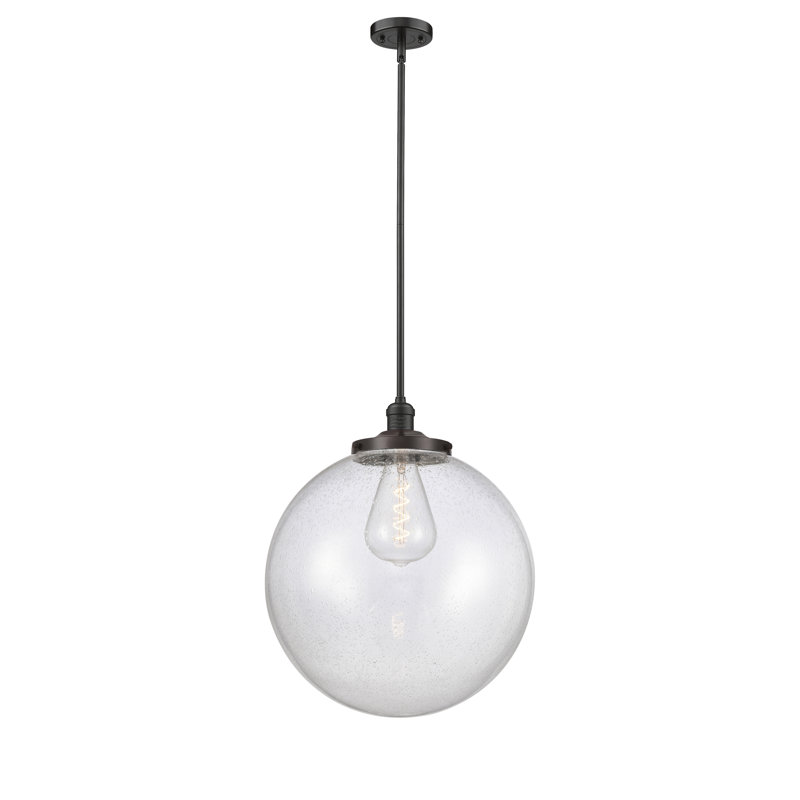 Luminaire suspendu simple à 1 lumière Frederick, Bronze frotté à l'huile, Grainé