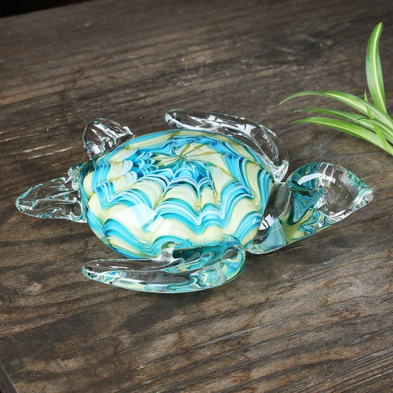 Blow molded glass turtle statue