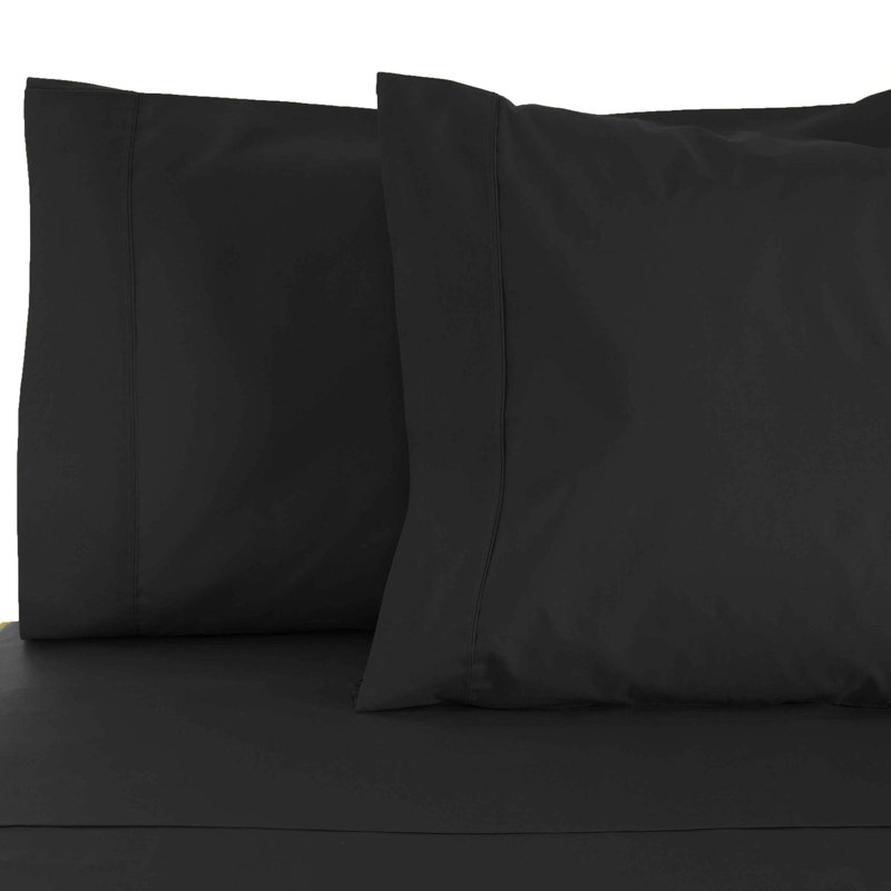 Edmont Certified Egyptian Cotton 530 Thread Count Solid Pillowcase, King, Black