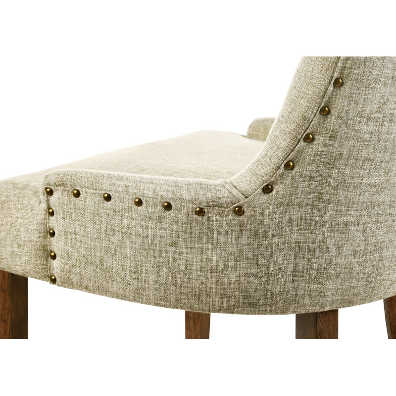 Chaise d'appoint en tissu Yotam beige et finition en chêne récupéré, chaise de salle à manger rembourrée, chaise de salle à manger, chaise de cuisine
