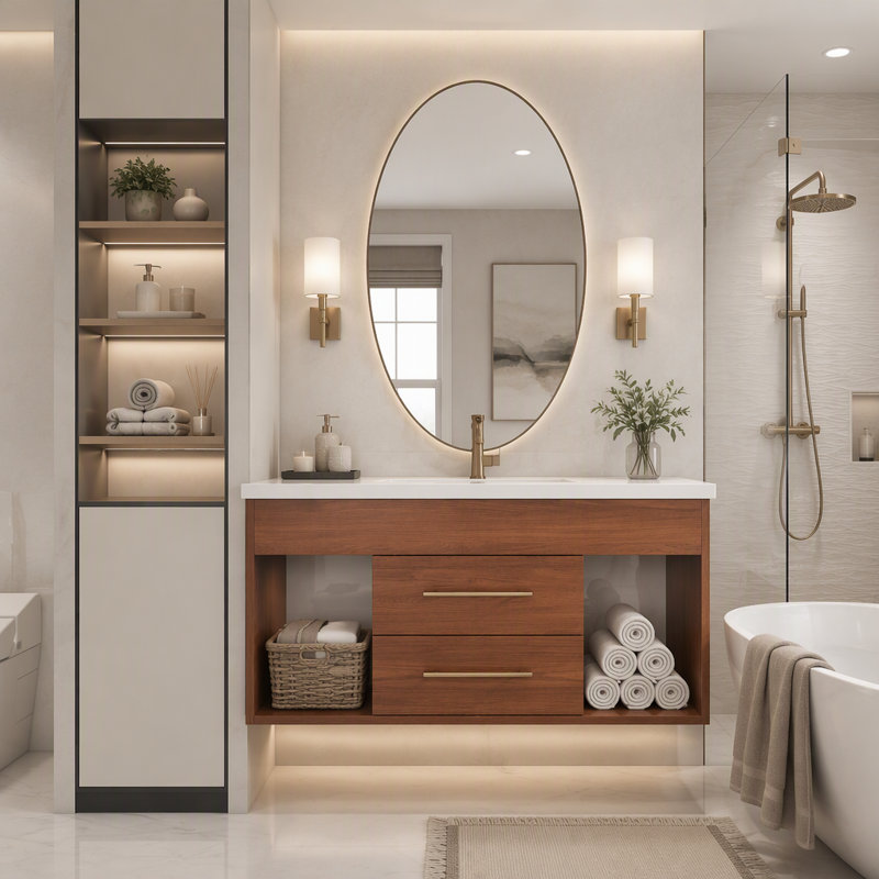 Freestanding Standard Free Standing Single Double Single Vanity Bathroom Vanity With Ceramic Top