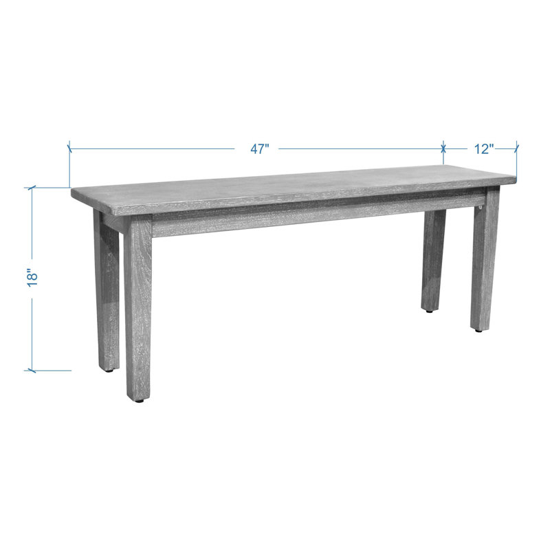 Kissling Solid Wood Bench, Rustic Mango Gray Wash
