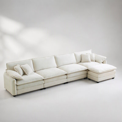 Canapé Corduroy moderne à 4 places avec 1 repose-pieds, confortable et élégant pour le bureau, le salon et l’appartement