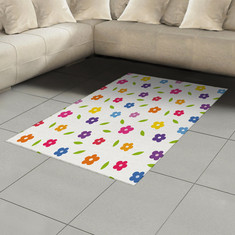 Colorful High Density Long Fiber Poly Threads Decorative Area Rug Carpet, Rectangle 4' x 5'8"