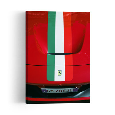 Red Sportscar Racing Stripes Modern Wall Art Print 1 Piece Wrapped Canvas Wall Art