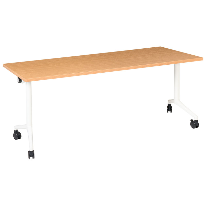 Abbondio Foldable Steel Standing Desk, 73cm H x 180cm W x 60cm D, Brown/White