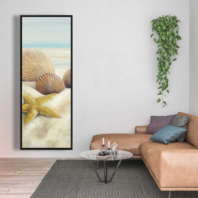 Starfish and Seashells Beach Canvas - Blue Framed Decor