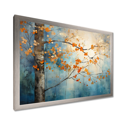 Orange Teal Maple Tree Glowing Embers II - Tree Maple Wall Art