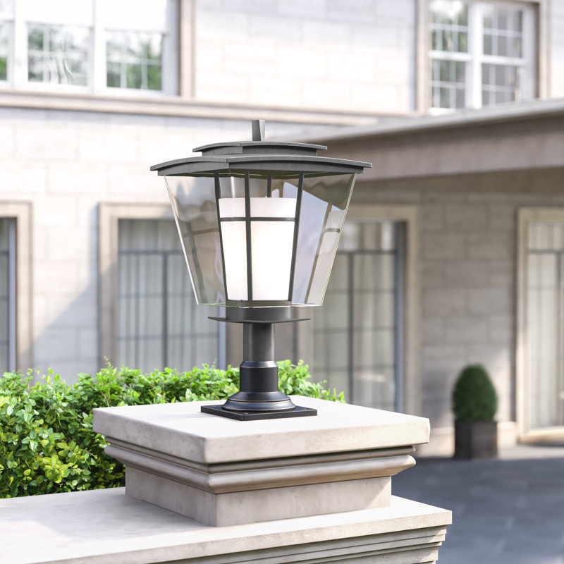 Beacon Hall 1 - Light 18.1" H Hardwired Lantern Head, Opal and Clear, Black