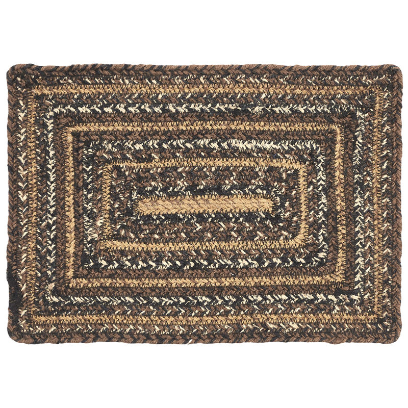 Birtwhistle Geometric Rectangle Placemat, Chestnut Brown/Country Black/Dark Tan