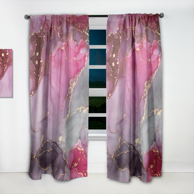 Mauve et gris, art abstrait fluide de luxe - Rideau abstrait - Velours obscurcissant - 1 panneau
