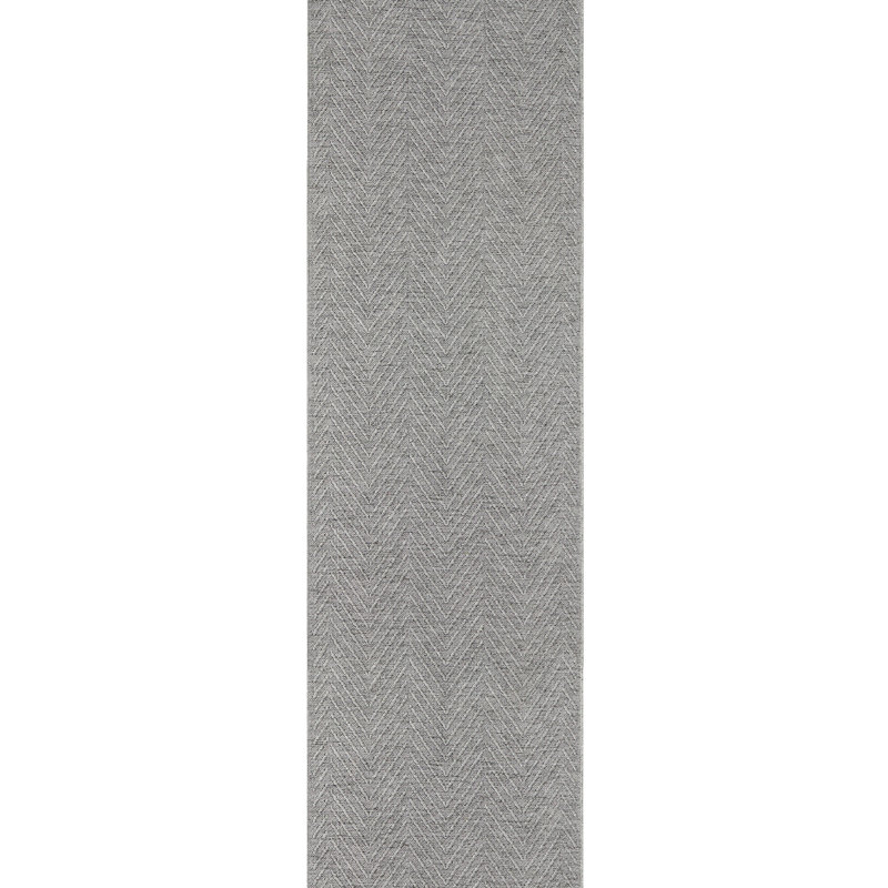 TOWN & COUNTRY BASICS Pax Herringbone Textured Solid Machine Washable Area Rug Grey, Runner 2'5.5" x 10'2.1"