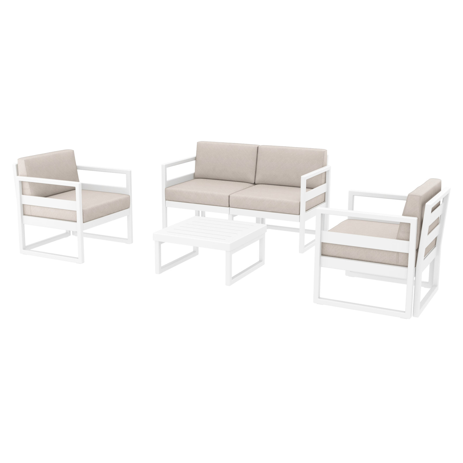 Lane 4-Person Patio Seating Group, White, Canvas Flax Sunbrella® Canvas