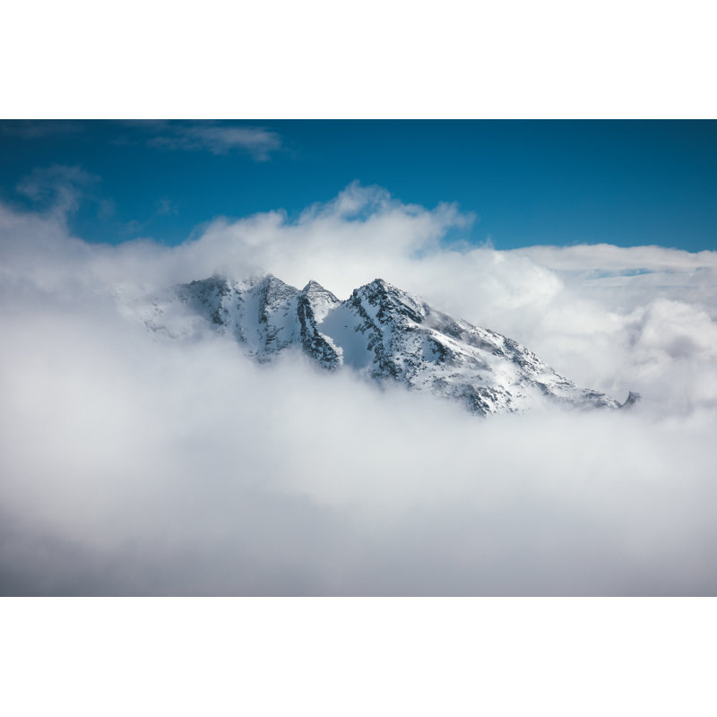 Mountain Peak In Clouds by Borchee - No Frame Art Prints on Canvas, 81cm H x 122cm W