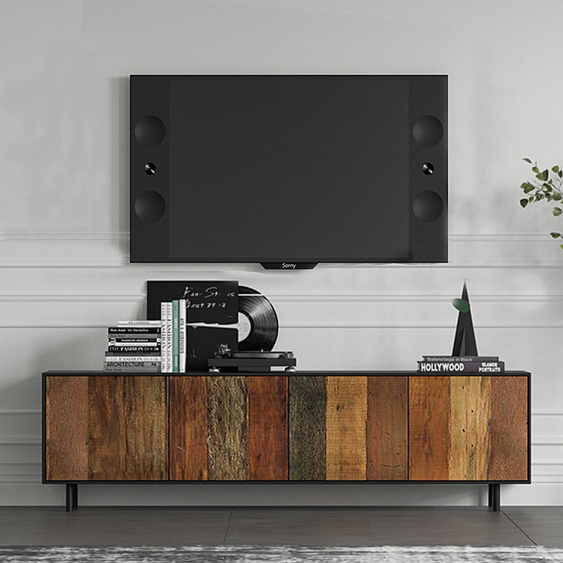 Meuble télé moderne et simple avec rangement, H 19,69 po x L 86,61 po x l 15,75 po
