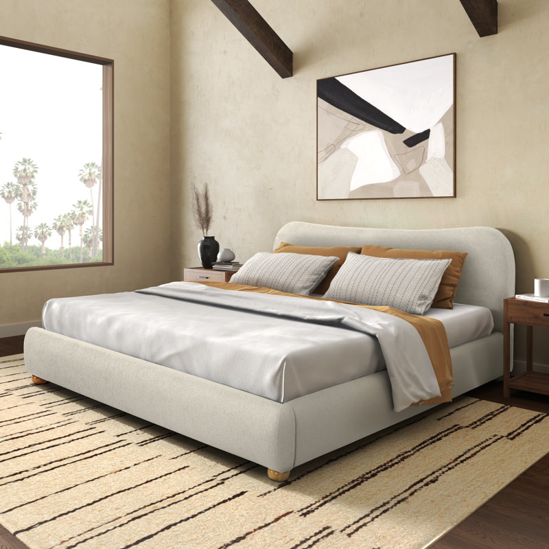 Liza Upholstered Bed, King, Taupe Boucle
