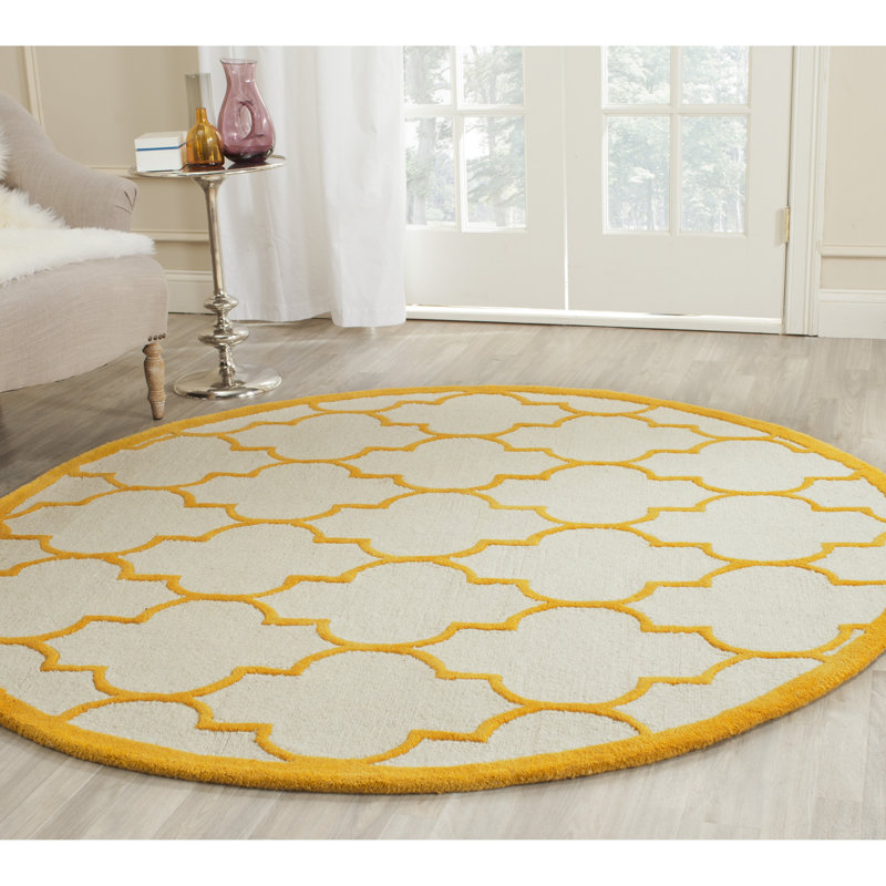 Cannen Hand Tufted Wool Geometric Rug, Round 6'