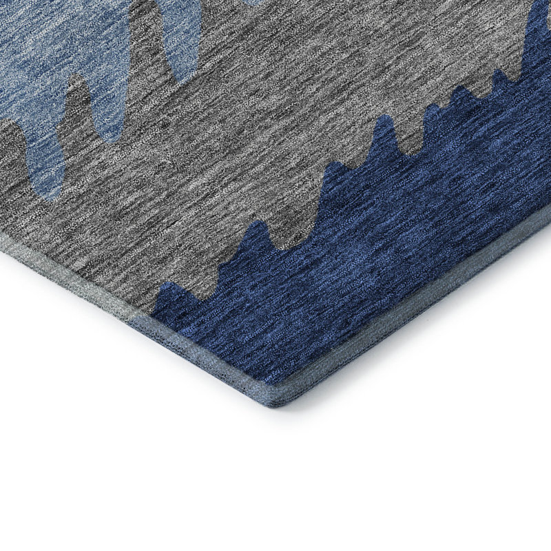 Premium Machine Washable Tweedy Navy Rug, Rectangle 1 pi 8 po x 2 pi 6 po
