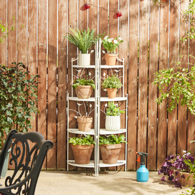 52"H 4-Tiered Metal Corner Shelf Plant Stand Or Storage Rack by Glitzhome