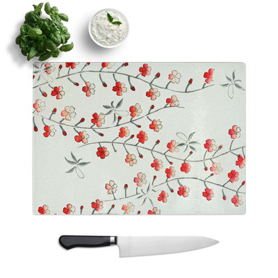 Tempered Glass Cherry Blossom Tree Chopping Board