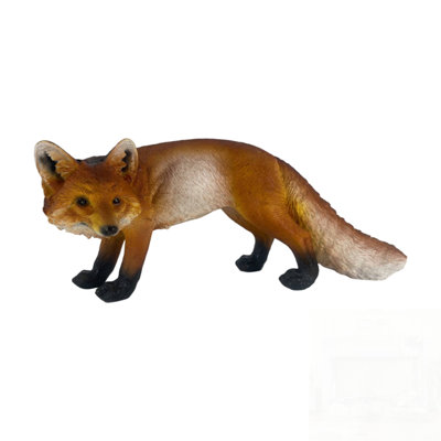 Longue figurine de renard roux réaliste en résine de haute qualité pour décoration intérieure et extérieure