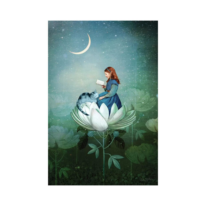 «Blue Stories» par Catrin Welz-Stein - impression d'art graphique, Pas de tapis, H 26 po x l 18 po x 1,5 po, Toile tendue