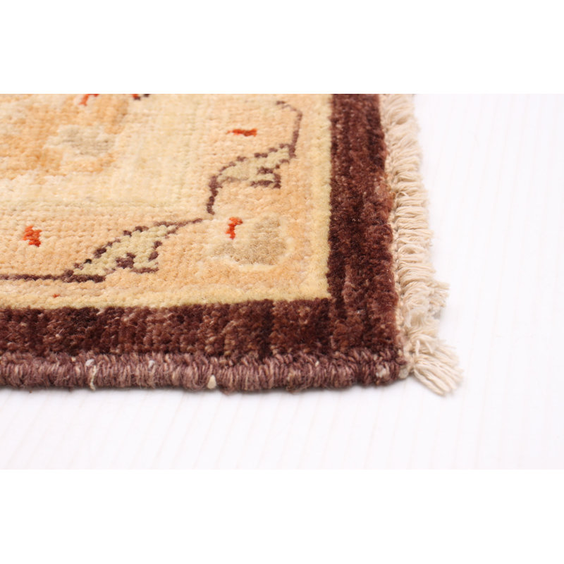Tapis unique en laine noué à la main nouvel âge de 6 pi 7 po x 8 pi brun foncé / kaki / rouge Armes