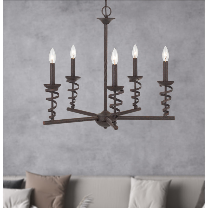 Forbach 5-Light Metal Chandelier in Textured Black with Edison Bulbs