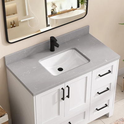 Comptoir de meuble-lavabo rectangulaire 42 po avec comptoir en dosseret gris