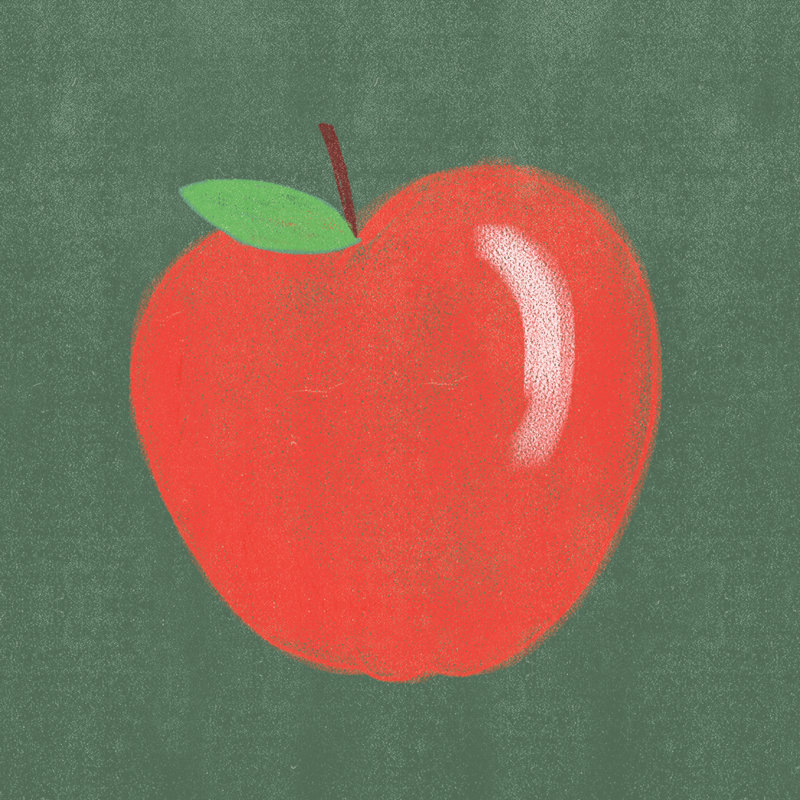 Chalkboard Apple - Wrapped Canvas Painting, 91cm H x 91cm W x 3.8cm D
