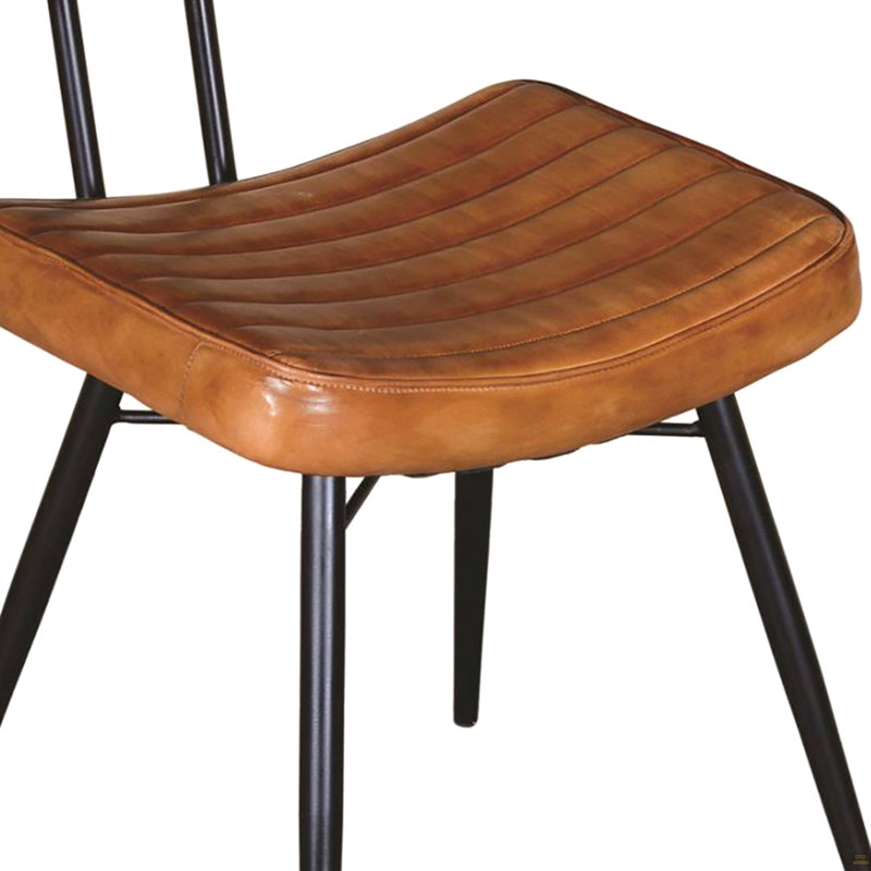 Chaises d'appoint chameau et capitonnées noires (ensemble de 2), Chameau