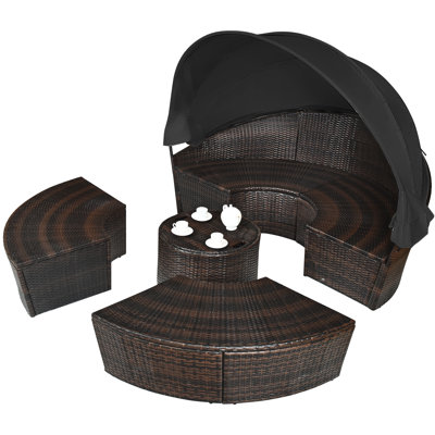 Nako 190 cm W U-Shaped Metal Patio Daybed with Cushions