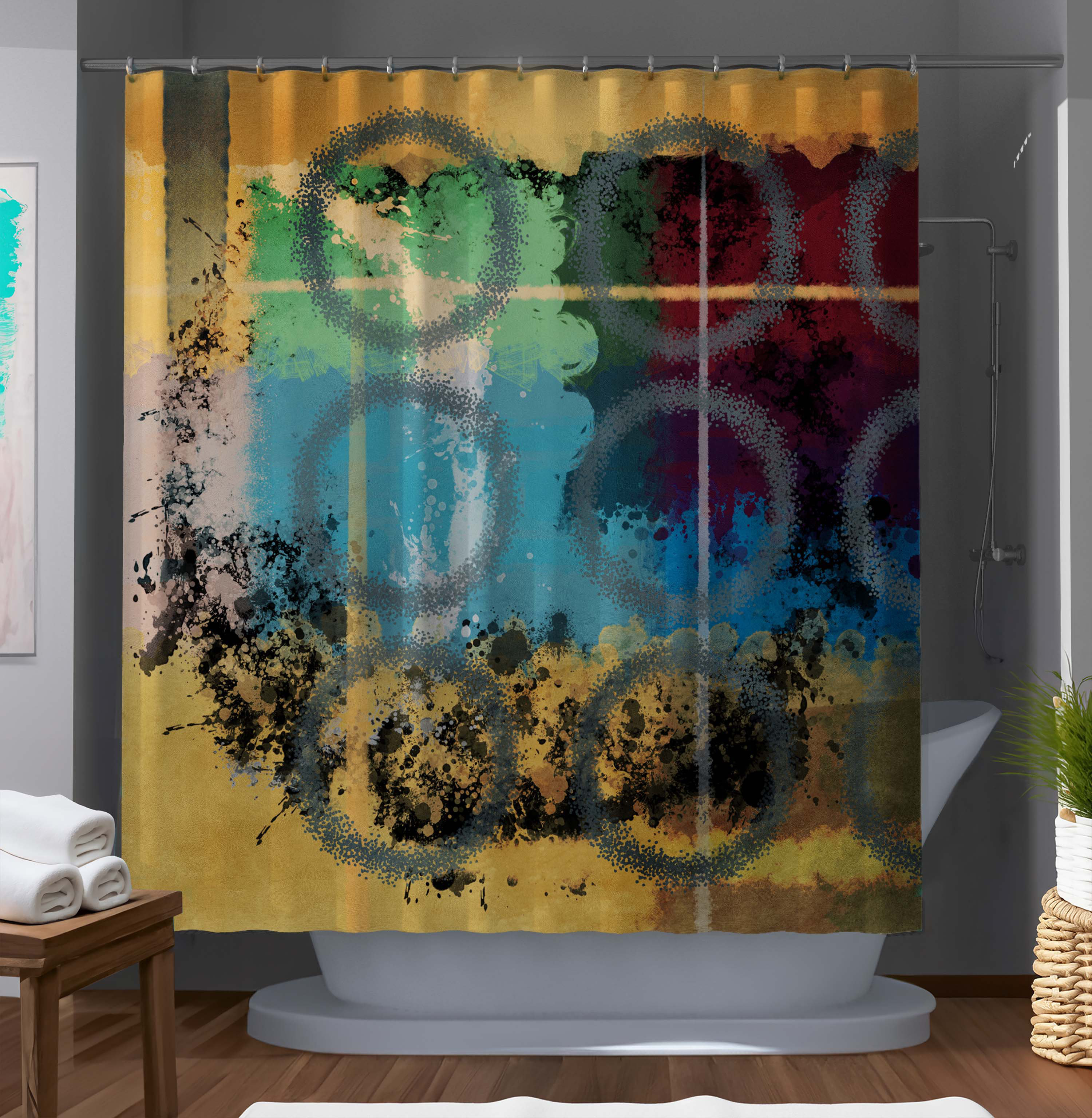 East Urban Home Kialan Abstract Shower Curtain | Wayfair